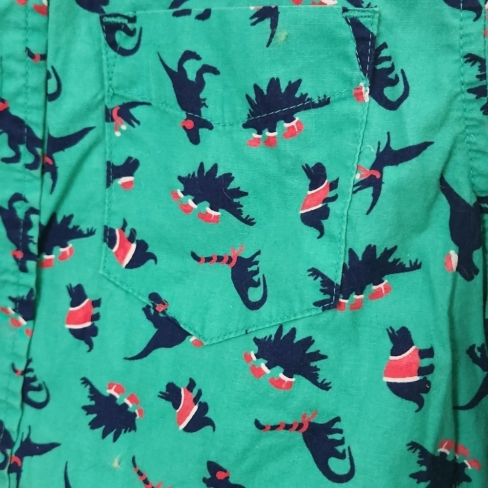 Falls Creek Boys Dinosaur Christmas Button Up